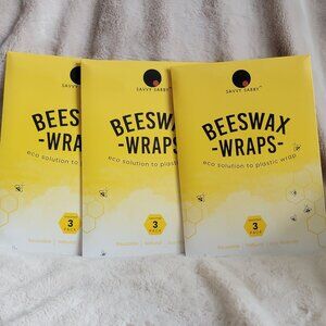 3 x 3 Pack SAVVY SABBY Beeswax Wraps Reusuable Eco Solution to Plastic Wrap NEW